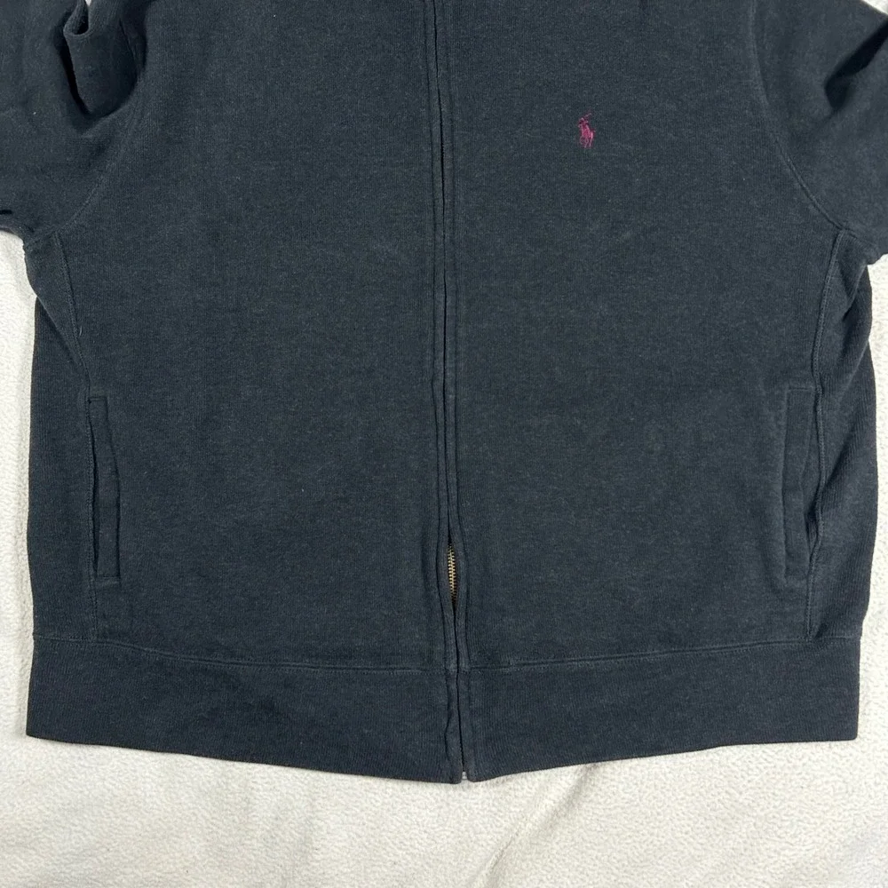 Polo Ralph Lauren Full Zip Sweatshirt Mens XL Black Cotton Mock Neck Pony Logo